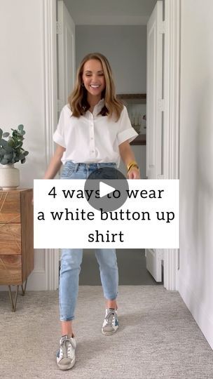 137K views · 3.5K reactions | 4 ways to wear a white button up shirt in the spring. Which way is your fave? 1️⃣, 2️⃣, 3️⃣, or 4️⃣? Tell me! 👇🏼

A white button up is a classic closet staple, and so versatile. It works for any age, any style, and can be worn in so many ways, dressed up or down.

All of these outfits are on MERRICKSART.com this morning!

Comment below with the word LINK and I’ll send you a DM with all the links, or find all the links in my stories!

#4wayswithmerrick | Merrick White / Style Educator | Wuki · Sunshine (My Girl) White Shirt Outfit Women Classy, How To Style A White Button Up, White Button Up Outfit, White Button Up Shirt, Classic Closet, White Button Down Shirt, White Button Up, Closet Staples, White Button Down