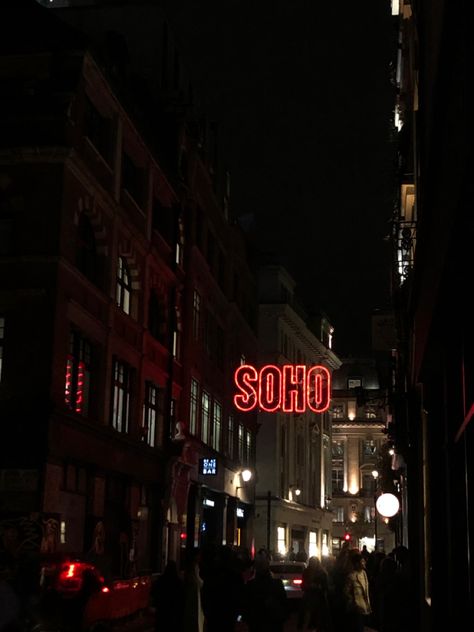 #soho #london #england #street #night #aesthetic #lights Uk At Night Aesthetic, Central London At Night, Soho London Aesthetic, Saturday Night Aesthetic, London At Night Aesthetic, London Night Aesthetic, England Street, Aesthetic Lights, London Soho