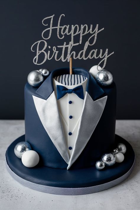 Top Tuxedo Birthday Cake Ideas for Men – Celebrate with Class Black And Silver Cake For Men, Car Cake Ideas For Men, Birthday Cakes For Men Unique, Cake Designs For Men Birthday, Cake For Mens Birthday, Men Cakes Birthday, Simple Fondant Cake, Birthday Cake Ideas For Men, Cake Ideas For Men