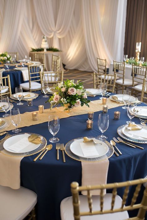 Navy Pink Table Setting, Navy Cream Gold Wedding, Navy And Marigold Wedding, Navy And Gold Beach Wedding, Navy Blue And Gold Wedding Backdrop, Navy And Gold Wedding Table Decor, Navy Blue And Sunflower Wedding Wedding Table Decor, Navy And Gold Gala Decor, Navy Blue And Gold Party Decor