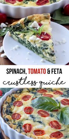 Feta Casserole, Quiche Recipes Healthy, Quiche Recipes Crustless, Feta Quiche, Tomato And Feta, Breakfast Quiche Recipes, Spinach Tomato, Quiche Recipes Easy, Breakfast Quiche