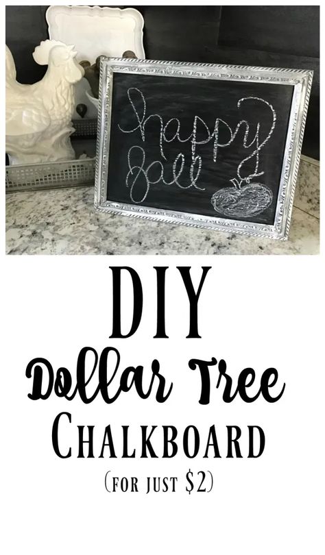 DIY Dollar Tree Chalkboard - Re-Fabbed Diy Chalkboard Frame, Chalkboard Diy, Chalkboard Projects, Black Chalkboard Paint, Garden Decor Crafts, Small Chalkboard, Dollar Tree Hacks, Diy Chalkboard, Framed Chalkboard