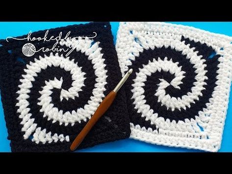 How to Crochet a Spiral Granny Square 🧶 - YouTube Spiral Granny Square Tutorial, Spiral Blanket Crochet Pattern, Crochet Swirl Granny Square, How To Crochet A Granny Square Tutorial, Crochet Spiral Granny Square, Granny Square Tutorial Video, Swirl Granny Square, Spiral Granny Square Pattern, Crochet A Spiral