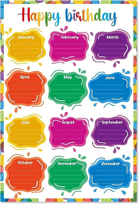 Classroom Birthday Chart Printable, Printable Birthday Charts For Classroom, Classroom Birthday Board Printables, Bday Chart For Classroom, Happy Birthday Charts For Classroom, Birthday Poster For Classroom, Class Birthday Chart, Happy Birthday Chart, Decoration Back To School