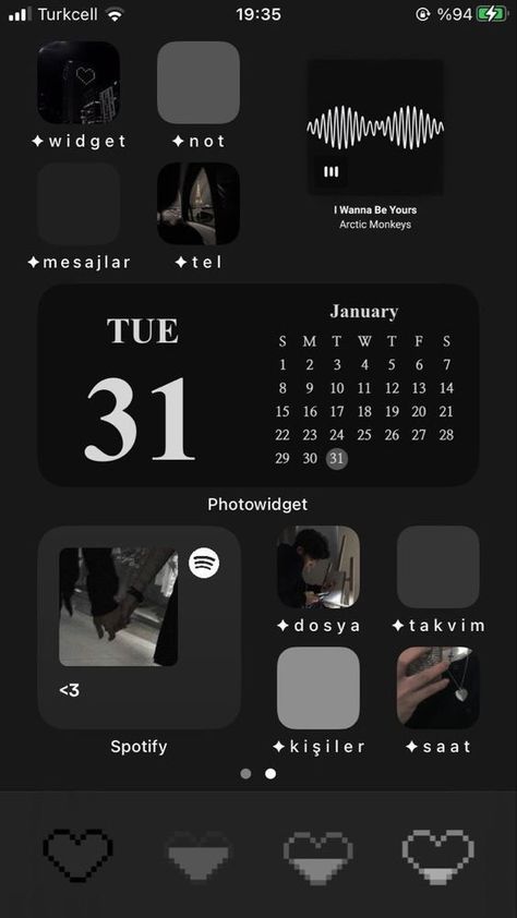 Dark Theme Iphone Home Screen, Iphone Customization Ideas Dark, Iphone Homescreen Ideas Dark, Phone Theme Ideas Dark, Dark Phone Theme, Iphone Dark Theme, Phone Apps Iphone, Theme Phone, Lockscreen Iphone