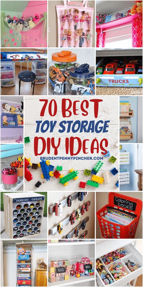 Eliminate clutter by organizing kids' toys on a budget with these cheap and easy toy storage ideas. From DIY stuffed animal organization to lego organization ideas, there are plenty of creative DIY storage ideas to choose from. Whether you are looking to organize small toys or big toys, there are ideas for all types of toys. There are ideas for a playroom, living room, kids' room, bedroom, and more that will help you declutter your home. Kids Small Toy Storage, Shelves In Toy Room, Toy Storage Cheap, Hotwheels Storage Diy, Children’s Toy Storage, Hot Wheels Organization Ideas, Kids Storage Ideas For Toys, Toy Storage Ideas For Small Spaces, Hot Wheels Storage Ideas Diy