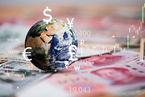 World on international banknotes with cu... | Premium Photo #Freepik #photo #foreign-exchange #foreign-currency #currency-exchange #currency Sterling Money, Foreign Exchange Rate, Monetary Policy, Exchange Rate, Central Bank, Money Transfer, Send Money, Foreign Exchange, Business Technology