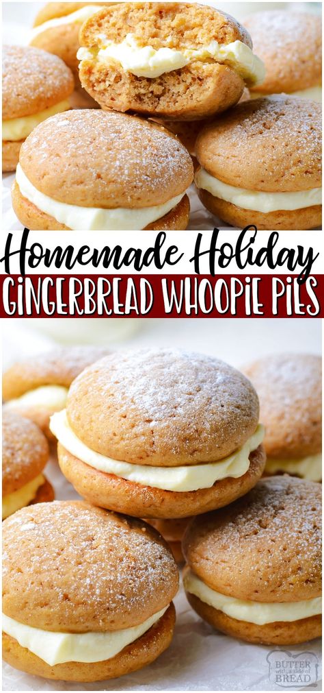 Gingerbread Whoopie Pies, Whoopee Pie, Dessert Holiday, Whoopie Pie Recipe, Xmas Baking, Frosting Recipes Easy, Holiday Sweets, Whoopie Pie, Blogger Photos