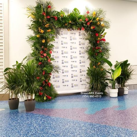 Flower arch, tropical flowers arch, backdrop flowers, photography backdrop, exotic flowers and foliage arch, grant opening event decoration, Fort Lauderdale florist, Floral designer Fort Lauderdale Foliage Arch, Balloon Wall Decorations, Greenery Arch, Grand Opening Event, Corporate Events Decoration, Event Planning Decorations, Award Ideas, Opening Event, Havana Nights