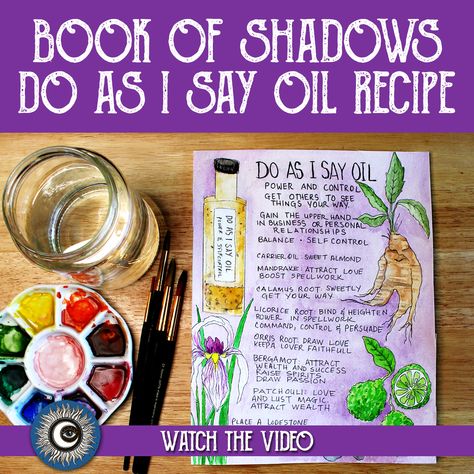 Hello my darlings. Please enjoy my latest YouTube video. In this video I create a page in my book of shadows. A recipe for Do As I Say Oil. This spell oil can be used for Power and Control and for magical workings for self control. Let’s do some magical crafting. Spell Oil Recipe, My Book Of Shadows, Museum Statues, Witch Candle, Candle Magic Spells, Spells Magic, Spell Books, Witch Candles, Witchcraft Spell Books