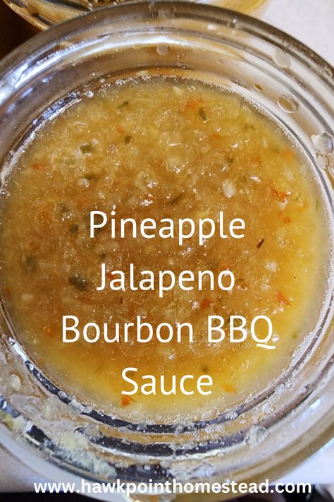 This recipe for pineapple jalapeno bourbon BBQ sauce recipe for canning is a delicious and wonderful twist on traditional BBQ sauce. The pineapple gives it a sweet flavor and combined with tangy flavor of the peppers make it a taste out of this world. Plus adding the bourbon gives it a smooth delicious flavor that pairs perfectly with grilled meats like ribs, chicken and pork. This sweet BBQ sauce with its little bit of heat has an interesting flavor that will delight you! Jalapeño Pineapple Hot Sauce, Apple Bourbon Bbq Sauce, Canning Pineapple Recipes, Hot Sauce Canning Recipe, Bbq Sauce For Canning, Canning Sauces, Homemade Chili Beans, Bourbon Bbq Sauce Recipe, Pineapple Bbq Sauce