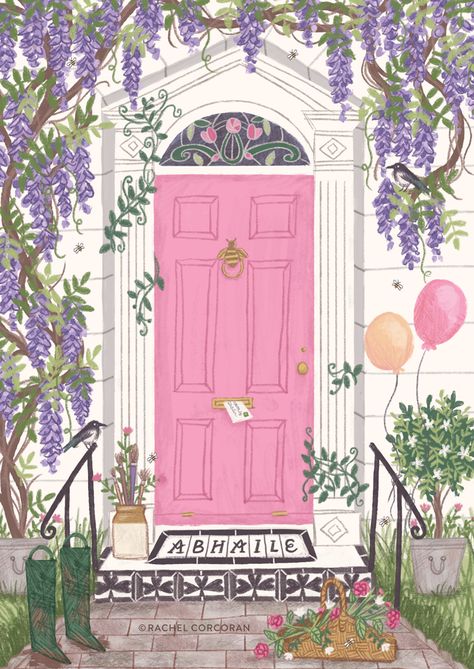 Illustration Art Iphone Wallpaper, Easy Vintage Paintings, Call Illustration, Pink Door, Seni Cat Air, Platypus, Lukisan Cat Air, Salou, Arte Sketchbook