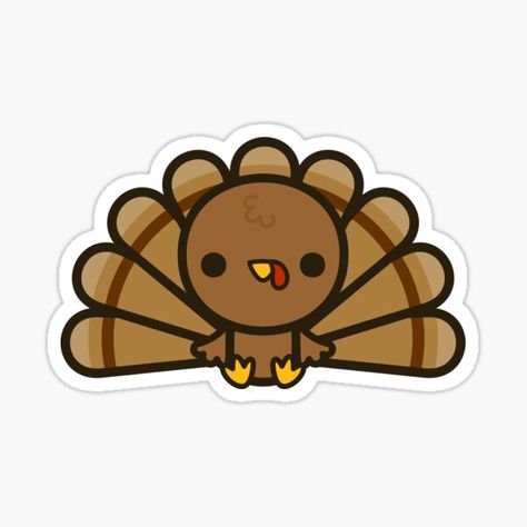 Kawaii Turkey by PeppermintPopUK @Redbubble Turkey Silhouette Printable, Thanksgiving Stickers Aesthetic, Cute Fall Clipart, Kawaii Turkey, November Stickers, Cute Fall Stickers, October Stickers, Turkey Stickers, Cozy Stickers