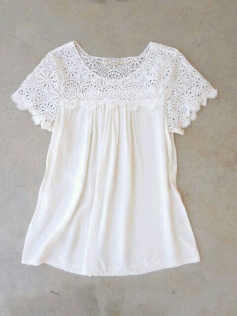 Áo Blu, Elegante Casual, Cotton Blouse, Lace Shirt, White Crochet, White Shirts, White Blouse, Cotton Blouses, Lace Tops