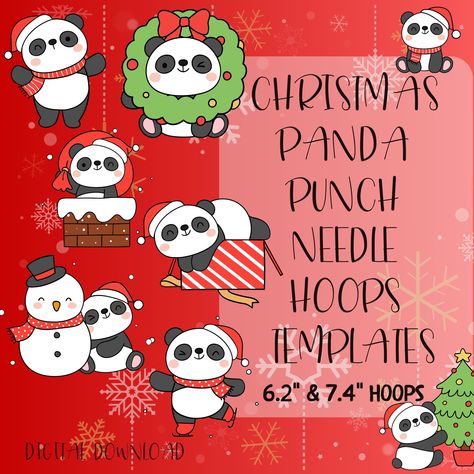 Christmas Panda Punch Needle Template, Punch Needle Patterns for Christmas, Christmas Panda, Punch Needle Panda, Panda Hoop Templates Panda Christmas, Panda Panda, For Christmas, Punch Needle Patterns, Christmas Templates, New Year Celebration, Christmas Countdown, Punch Needle, Nouvel An