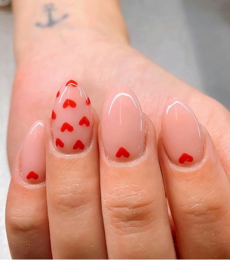 15 Lovely Red Valentine Nail Design Ideas - The GlossychicFacebookTwitterEmailPinterestMIXWhatsAppLinkedInFlipboard Fluffy Nails, Vday Nails, Heart Nail Designs, February Nails, Red Valentine, Valentines Day Nails, Nail Designs Valentines, Valentines Makeup, Her Nails