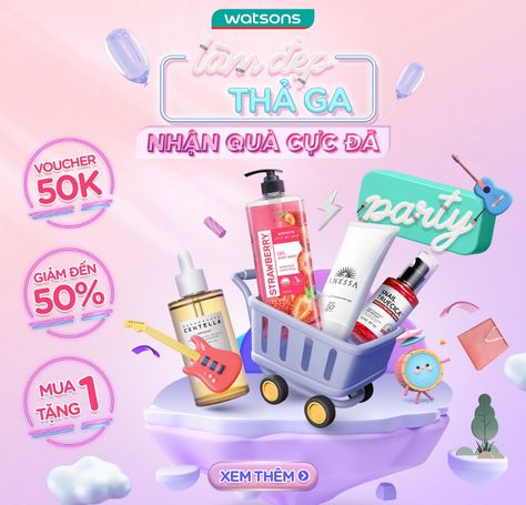 [WATSONS x SHOPEE] 5.5 CAMPAIGN LANDING PAGE on Behance Fb Banner, Social Media Advertising Design, Beauty Posters, Banner Ads Design, Motion Design Video, Graphic Design Ads, Ecommerce Design, Cosmetic Design, Fashion Muslim