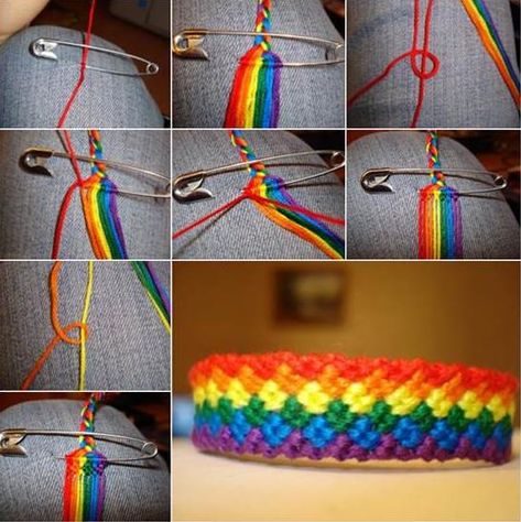 Rainbow Macrame Bracelet Craft Bracelets, Knot Macrame, String Jewelry, Diy Tumblr, Diy Weaving, Jewelry Trinket, Diy For Men, Pola Gelang, Rainbow Jewelry