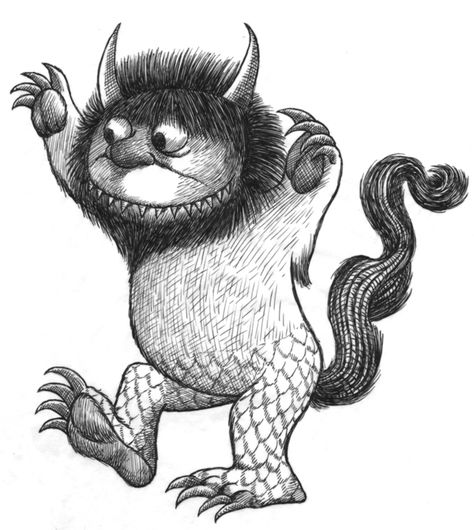 Where The Wild Things Are by Maurice Sendark Illustration Where The Wild Things Are Book Illustrations, Where The Wild Things Are Painting, Wtwta Tattoo, Where The Wild Things Are Tattoo, Where The Wild Things Are, Wild Things Party, Maurice Sendak, Arte Punk, Wild One Birthday Party