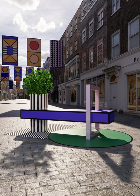 Camille Walala to turn Mayfair street into an “open-air living room” for London Design Festival | It's Nice That Camille Walala, Traditional Japanese Architecture, Museum Design, London Architecture, London Design Festival, Design Festival, Urban Furniture, Oxford Street, Street Furniture