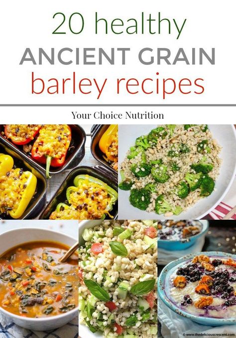 Ancient Grains: 20 healthy Barley Recipes created by registered dietitians. | via www.yourchoicenutrition.com #yourchoicenutrition #food #recipe #healthyeating #healthylifestyle #dietitian #dietitianapproved #healthyrecipes #mindfuleating #dinner #intuitiveeating #ancientgrain #barley #reciperoundup Barley Recipe Healthy, Barley Recipes, Ancient Grains Recipes, Barley Recipe, Healthy Grains, Nutrition Shakes, Vegetable Nutrition, Ancient Grains, Grain Foods