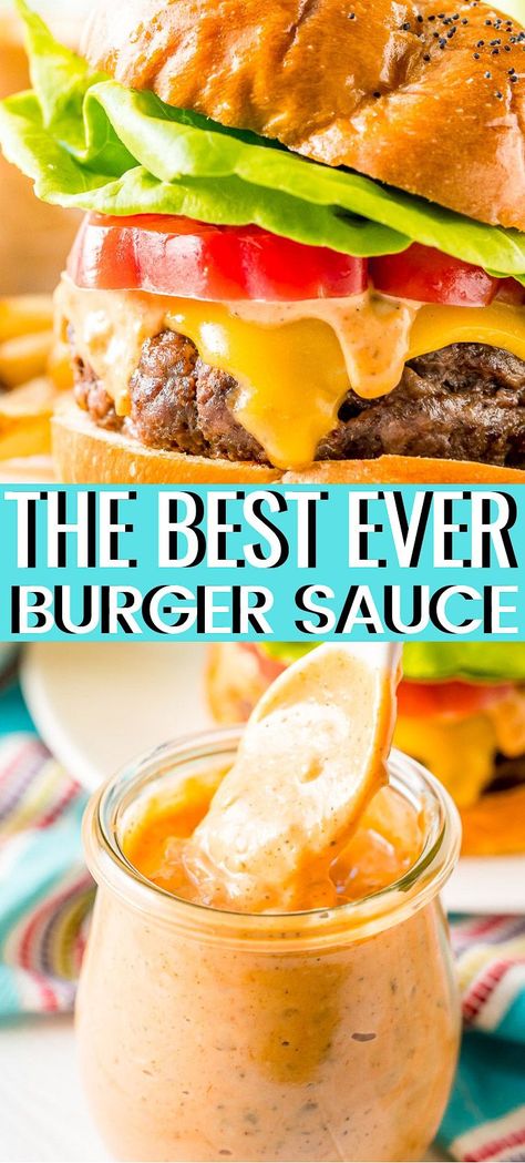 Good Burger Sauce Recipe, Burger Sauce Recipe, Best Burger Sauce, Mustard Relish, Hamburger Sauce, Resep Burger, Sauce Burger, Burger Sauces Recipe, Grilled Burger Recipes