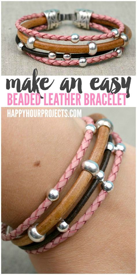 Leather Bracelet Tutorial, Leather Cord Jewelry, Diy Leather Bracelet, Cut And Glue, Leather Jewelry Diy, Beaded Leather Bracelet, Leather Cord Bracelets, Leather Jewellery, Cord Jewelry