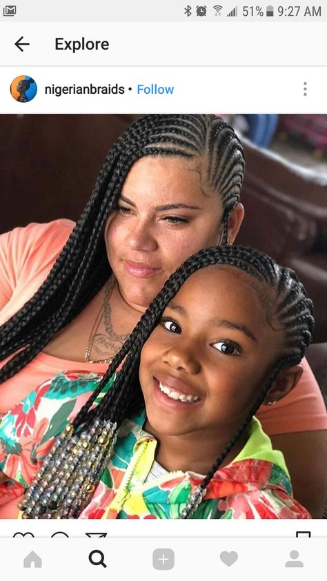 Mom and daughter hairstyle Daughter Hairstyles, Black Kids Braids Hairstyles, Lemonade Braids Hairstyles, Lemonade Braids, Lil Girl Hairstyles, Kid Braid Styles, Braided Ponytail Hairstyles, Pelo Afro