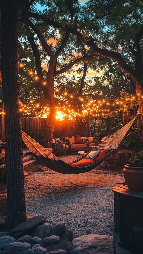 "Sunset Hammock Relaxation: A tranquil backyard setting features a hammock strung between trees, under a canopy of twinkling lights. #sunset #hammock #relaxation #backyard #twilight #aiart #aiphoto #stockcake ⬇️ Download and 📝 Prompt 👉 https://stockcake.com/i/sunset-hammock-relaxation_1176510_1114384 #tranquility #outdoorliving #eveningvibes #serenity #cozyevening" Tranquil Backyard, Dreamy Farmhouse, Hammock Ideas, Beach Hammock, Twinkling Lights, Twinkle Lights, Beautiful Scenery, Hammock, Free Stock Photos