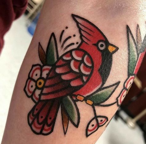 Traditional Cardinal Tattoo, Feet Tattoos For Women Beautiful, Traditional Tattoo Arm, General Tattoo, Traditional Tattoo Filler, Cardinal Tattoo, Cardinal Tattoos, Traditional Tattoo Inspiration, Traditional Style Tattoo