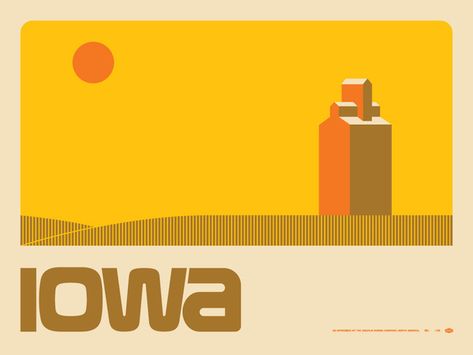 Draplin #iowa #illustration #poster #typography Iowa Landscape, Aaron Draplin, Draplin Design, Omg Posters, Publicidad Creativa, Vintage Graphic Design, Landscape Poster, Simple Graphic, Graphic Arts