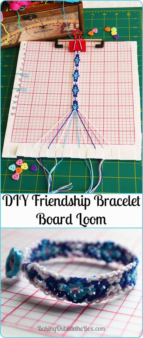 Get the easy to make DIY Friendship Bracelet Board Loom instructions. This board is gentle on thread strands and helps you keep track of the pattern. For adults and children. Friendship Bracelet Board, Bracelet Board, Bracelet Loom, Diy Friendship Bracelet, Friendship Bracelets Easy, Friendship Bracelet Patterns Easy, Art Projects For Adults, Embroidery Bracelets, Friendship Bracelets Tutorial