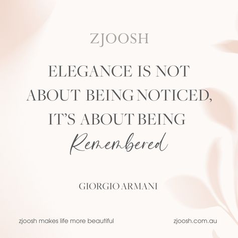 "Giorgio Armani's timeless wisdom resonates through this quote: 'Elegance is not about being noticed, it's about being remembered.' Embrace the art of understated refinement and personal expression. ⁠ ⁠ Let your unique style be a canvas for self-expression, as you leave a lasting impression through the seamless fusion of individuality and timeless charm." ⁠ ⁠ #zjoosh #everydaystyle #zjooshstyle #zjooshmakeslifemorebeautiful #zjooshyourlook Armani Quotes, Giorgio Armani, Everyday Fashion, Unique Style, Inspirational Quotes, Let It Be, Canvas, Quotes, Art