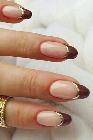 Fall Nail Designs, classy fall nails, fall nail ideas, navy french tip nails, navy nails, olive green nails, glazed green nails, plaid nails, matte fall nails, matte french tip nails, marble nails, fall floral nails, ombre nails, tortoise shell nails, checkerboard nails, brown and gold nails Fall Nails Trendy French Tip, Fall Tipped Nails, Brown And Gold Fall Nails, Short Square Fall Nails 2024, Fall Nails Gold Accent, French Tips For Fall, Fall Colored French Tip Nails, Fall French Tips Almond, November Nails Fall Almond