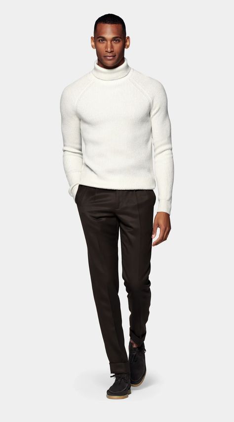 Cream Turtleneck Outfit Men, White Turtleneck Men, White Turtle Neck Outfit, Turtle Neck Outfit Men, White Turtleneck Outfit, Turtleneck Outfit Men, White Christmas Outfit, Birthday Attire, Winter Wear For Men