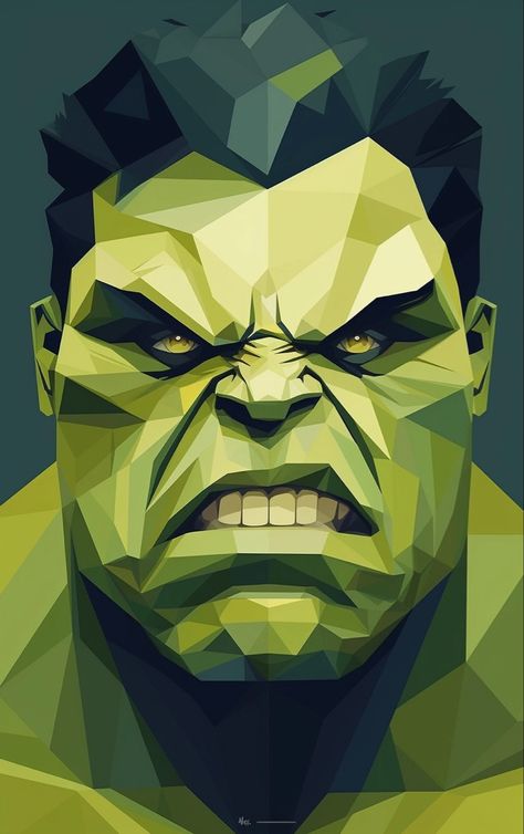 Marvel Hulk Art, Art Fingerprint, Superhero Pop Art, Modern Home Interior, Art For Office, Hulk Art, Marvel Superheroes Art, Triangle Art, Polygon Art