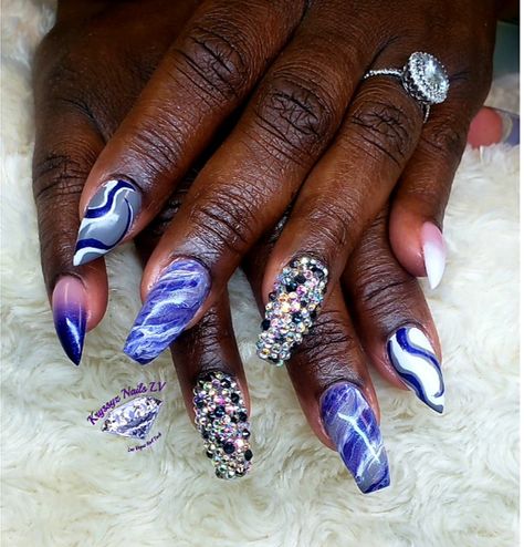 Blue nails, marble nails, swirl nails, white nails, Grey nails, bling nails, ombre nails, coffin nails, stiletto nails Ombre Nails Coffin, Nails Swirl, Nails Grey, Nails Marble, Nails Bling, Swirl Nails, Grey Nails, Nails Ombre, Nails Stiletto