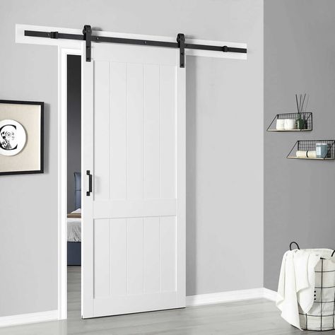 Ove Decors Shaker 2-panel Sliding Barn Door with Hardware Kit Modern Sliding Barn Door, Wood Barn Door, Barn Door Designs, Barn Door Kit, Glass Barn Doors, Double Barn Doors, Sliding Closet Doors, Interior Barn Doors, Barn Doors Sliding