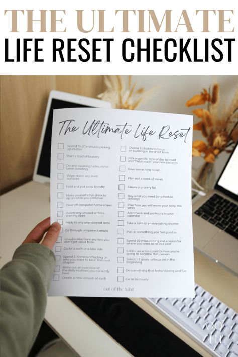 Reset Checklist, Aesthetic Planners, Reset Your Life, Life Reset, Habit Stacking, Self Help Skills, Body Glow, Self Organization, Low Intensity Workout