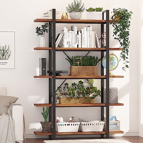 Big Book Shelf, 5 Tier Bookshelf, Minimalist Bookshelves, Metal Minimalist, Solid Wood Bookshelf, Wide Bookcase, White Bookshelves, Metal Bookshelf, Wood Bookshelves