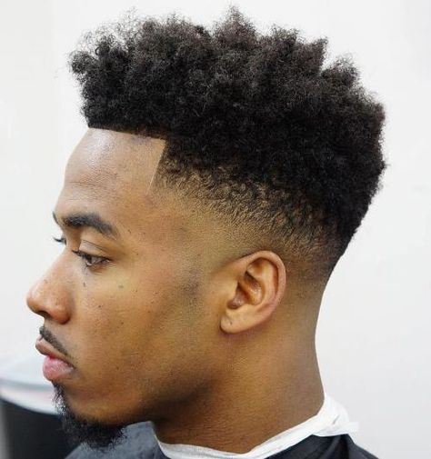 Natural High Top Fade With Line Up High Top Fade Haircut, Curly High Top Fade, Top Fade Haircut, Hairstyles For Black Men, Curly Hair Fade, Taper Fade Haircut, Black Men Haircuts, Hair Kids, Black Men Hairstyles