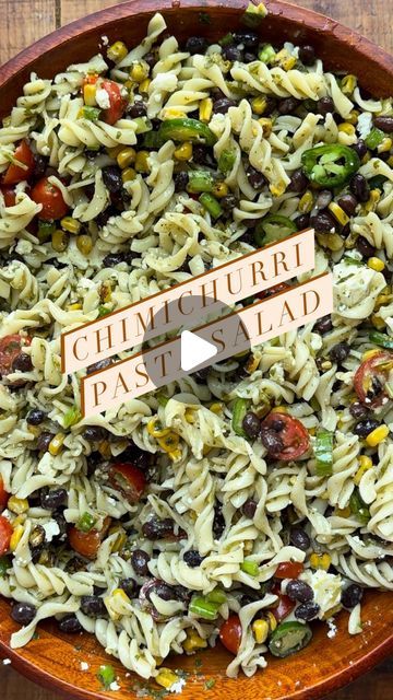 Diane Morrisey on Instagram: "Because every Summer potluck or barbecue needs an amazing Pasta Salad 🥗
.
.
Summer Chimichurri  Pasta Salad with Tomatoes, Jalapeños, Corn, Red Onion, Black Beans and Feta 
.
.
.
1 pound dry pasta (shape of your choice)
1 can (15 ounces) black beans, rinsed and drained 
1 pint cherry tomatoes, sliced in half 
2 cups frozen corn, thawed and toasted up in a cast iron skillet until slightly charred 
1/2 cup diced red onion or 1 bunch of chopped scallions 1 cup crumbled feta
1 or 2 cubes avocados (I didn’t have any today so I left out of this batch)
2 cups Chimichurri

Bring a large pot of salted water to boil. Cook the pasta until al dente, according to package directions. Before draining, reserve about a 1/2 cup of cooking water. Drain, rinse with cold water, p Chimichurri Pasta Salad, Chimichurri Pasta, Pasta Salad With Tomatoes, Boil Cook, Amazing Pasta, Dry Pasta, Salad With Tomatoes, Healthy Beans, Slaw Dressing