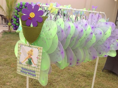 Fairy wings at a Tinkerbell Party #tinkerbell #party Fairies Birthday Party, Pirate Fairy Party, Tinkerbell Wings, Tinkerbell Fairy, Fairy Tea Parties, Tinkerbell Fairies, Tinkerbell Party, Girl Bday Party, Fairy Garden Party