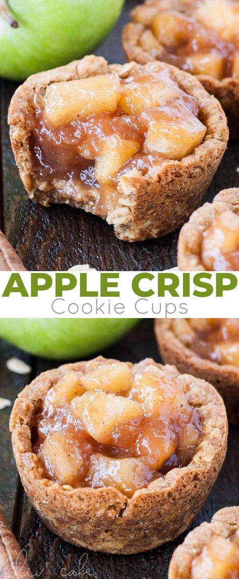 Apple Crisp Cookie Cups, Apple Crisp Pie, Crisp Recipes, Cake Apple, Cookie Cups Recipe, Apple Pie Cookies, Easy Apple Crisp Recipe, Homemade Apple Pie Filling, Homemade Apple Pie