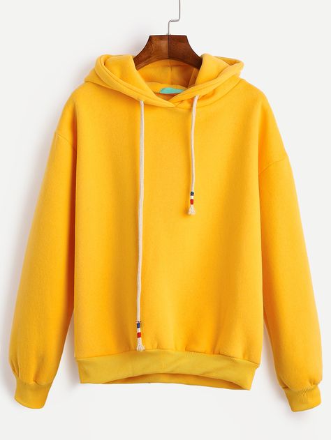 Shop Yellow Drop Shoulder Drawstring Hooded Sweatshirt online. SheIn offers Yellow Drop Shoulder Drawstring Hooded Sweatshirt & more to fit your fashionable needs. Yellow Clothes, Womens Sweatshirts Hoods, Yellow Hoodie, Yellow Sweatshirt, Yellow Outfit, Winter Sweatshirt, Sweatshirts Online, Hoodie Outfit, Denim Jacket Women