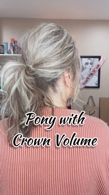 Suzy Turner 🔆 Makeup • Skincare • Hair 🔆 on Instagram: "I love a ponytail with crown volume! It’s super simple and really elevates the look! #crownvolume #volume #ponytail #easyhair #hairideas #simplehairstyles" How To Get A High Ponytail With Volume, Updo With Volume At Crown, Messy Bubble Ponytail, How To Ponytail With Volume, How To Do A Ponytail With Volume, Greasy Hair Ponytail, Poufy Ponytail, Messy Ponytail Hairstyles For Long Hair, Ponytail With Crown