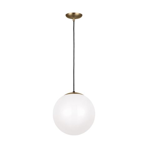 The Leo Hanging Globe Pendant has the style that is one of lightings hottest trends yet the timeless style has been around for over 50 years and works with most decors. Features smooth White Glass with Satin Brass finish. Available in four sizes. Includes 54 inches of cuttable cord to customize the installation to your needs. Two lamping options. LEDs are Energy Star qualified. Dimmable with an LED compatible dimmer, sold separately. Energy Star qualified. ETL listed. Suitable for damp locations Hanging Globes, Glass Globe Pendant Light, Modern Lighting Design, Sea Gull, Sea Gull Lighting, Globe Pendant Light, Beautiful Lighting, Globe Pendant, Hanging Pendant Lights