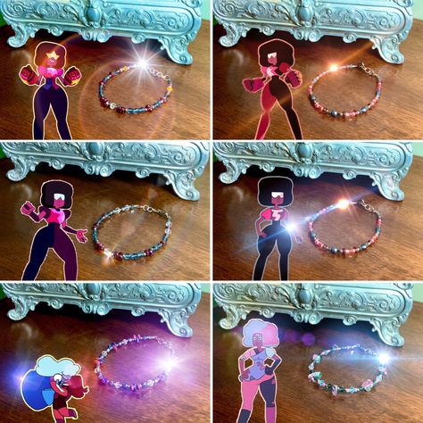 Steven Universe Crafts, Adventure Time Bead Bracelet, Steven Universe Bracelet, Steven Universe Keychain, Steven Universe Hot Topic, Semiprecious Stone Jewelry, Steven Universe, Instagram Accounts, Stone Jewelry