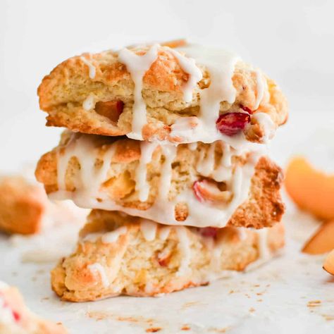 Peach Scones are sweet, crumbly, buttery, and SO much easier to make from scratch than you may think! Whether you’re planning a tea party or just happen to have a fresh peach on hand, you’re gonna love this classic, summery recipe. Peach Scones, The Salty Marshmallow, Salty Marshmallow, Slow Cooker Casserole, Make From Scratch, Scones Ingredients, Easy Pie Recipes, Snack Mix Recipes, Peanut Butter Filling