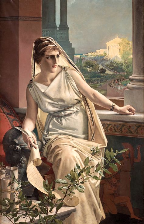 Julius Kronberg, Greek Paintings, Library Of Alexandria, Classical Mythology, Roman Art, Mythology Art, Historical Art, European Art, Classical Art